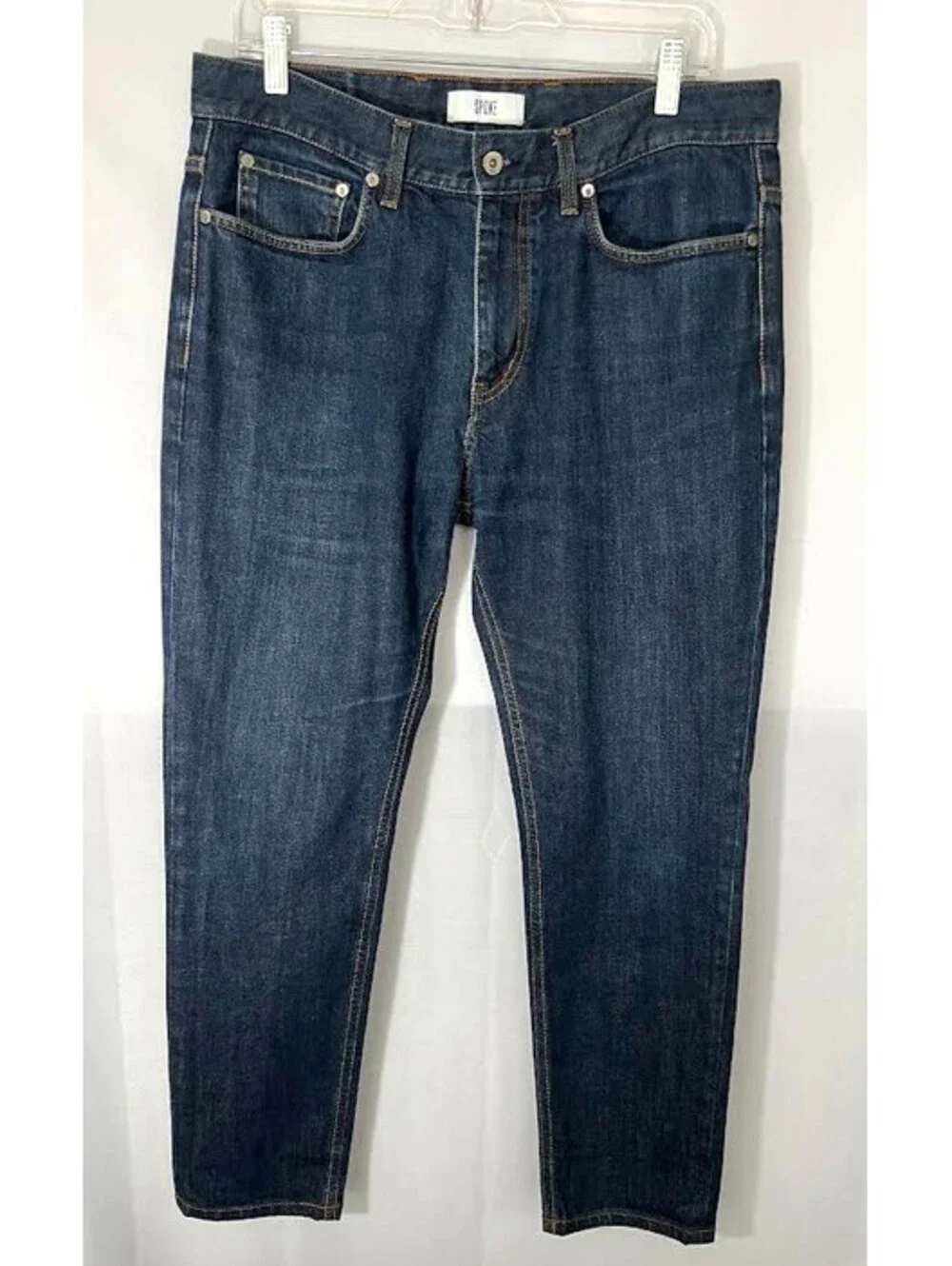 Spoke Jeans Mens 35 Waist, 27.5 Inseam, Build A, 12 oz Original, Slim Taper